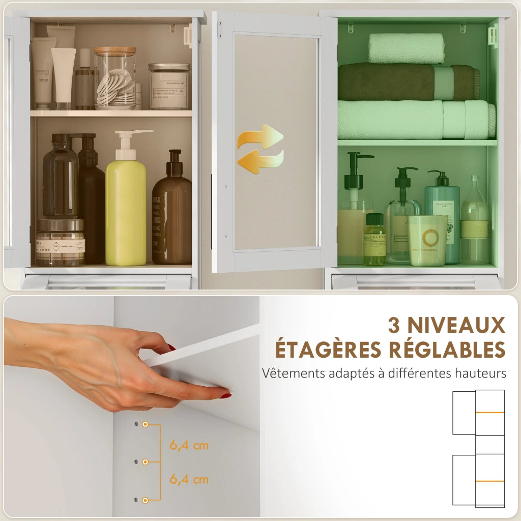 Mobile colonna bagno ¨C Xylo ¨C bianco con cassetto, 2 ante e ripiano regolabile, 40x31x170 cm
