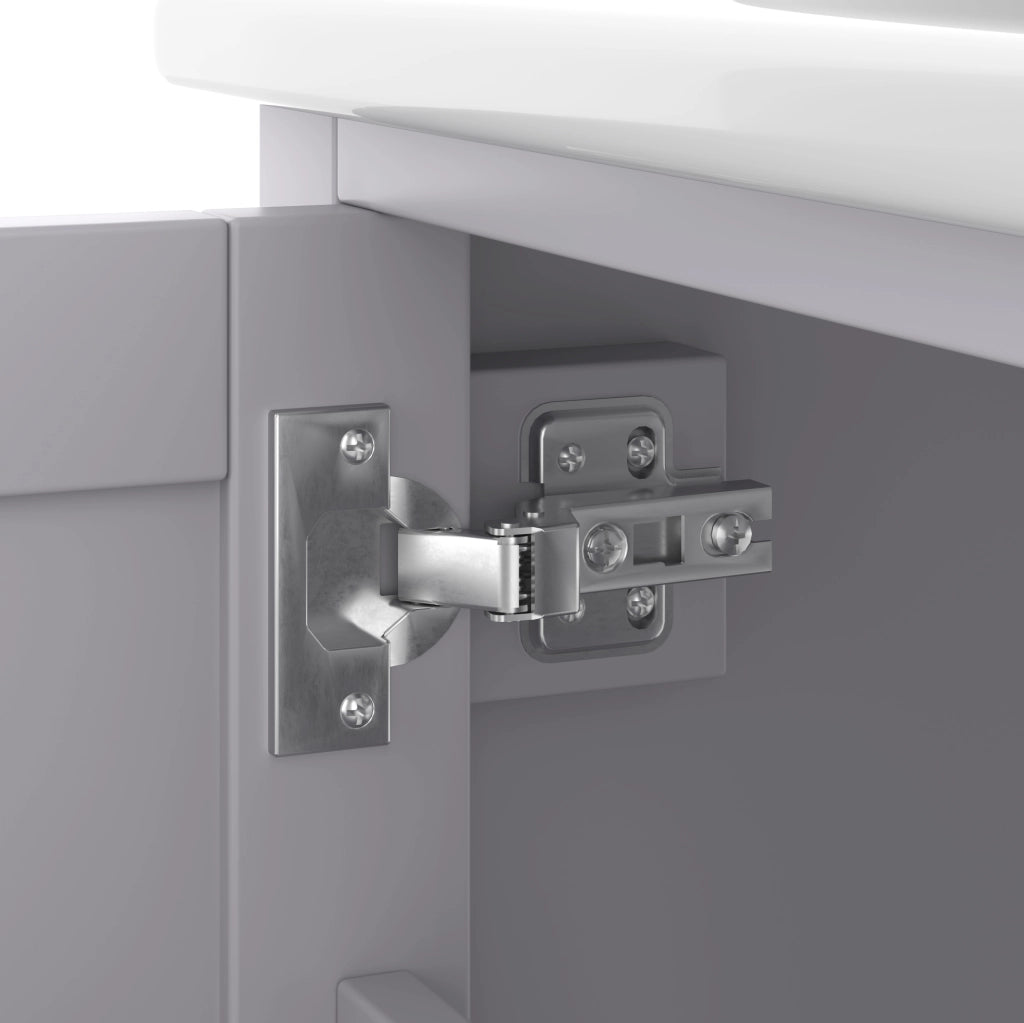 Mobile bagno con lavabo 76x46x83;5 cm con lavabo in ceramica; cassetti silenziosi; legno e MDF; grigio