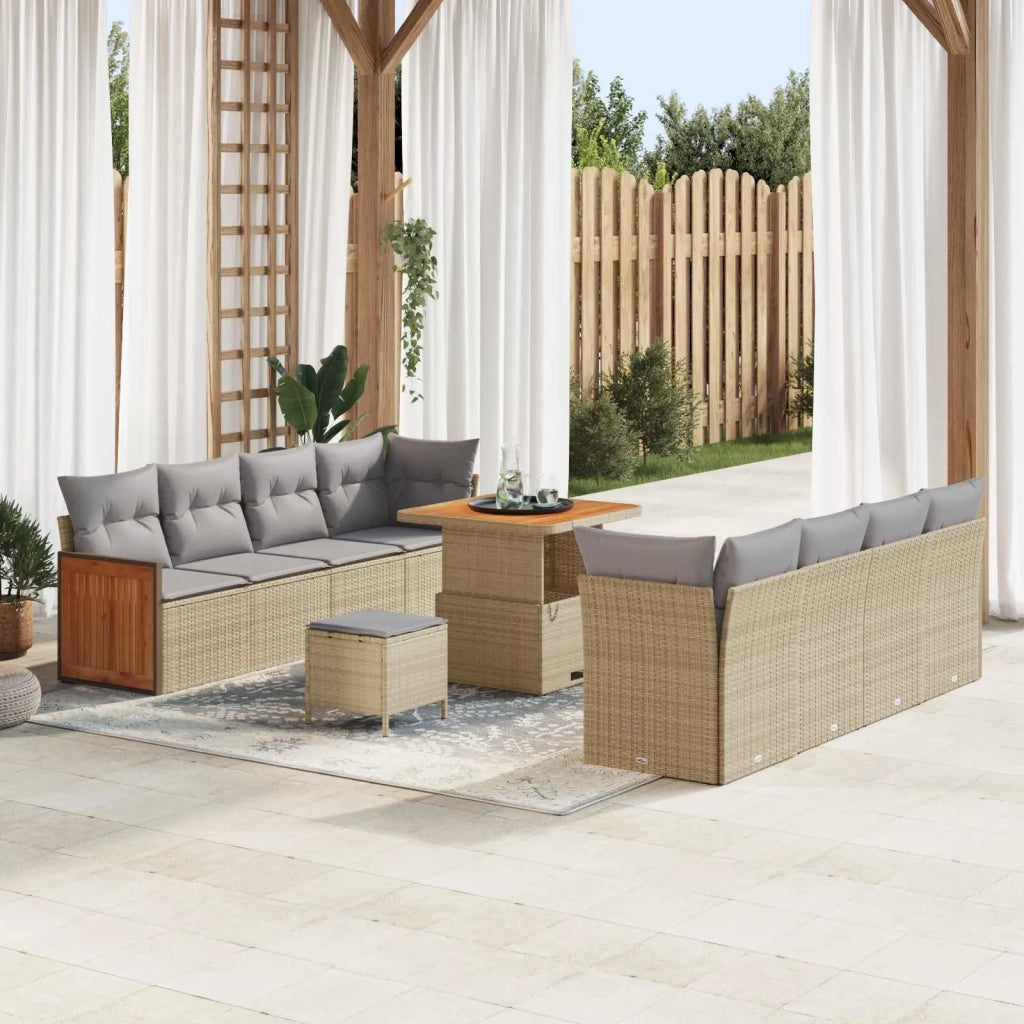 Set Divano da Giardino con cuscino 11 pcs Beige e Grigio Chiaro 3363147