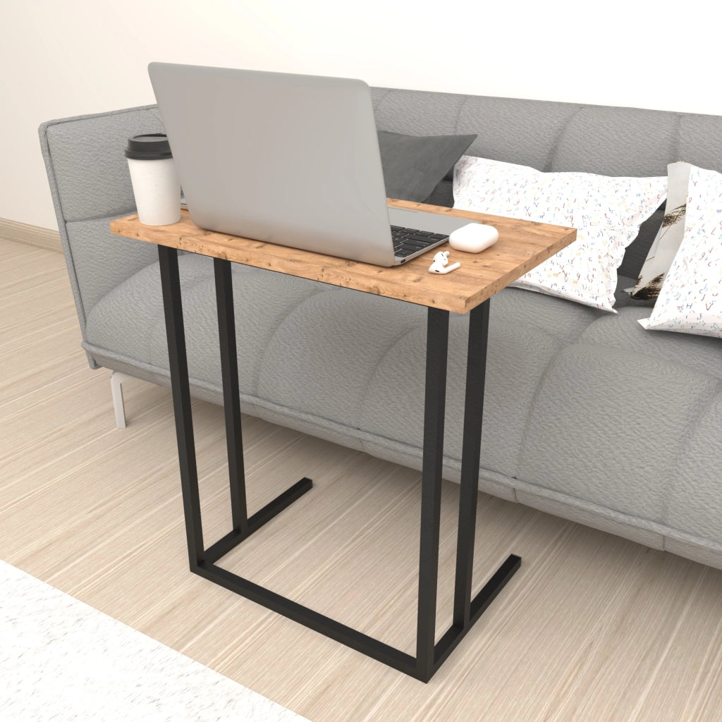 Tavolino Laterale 'Högsby' Tavolino Basso con Piano di Appoggio per Notebook Consolle da Divano - Effetto Rovere [en.casa]