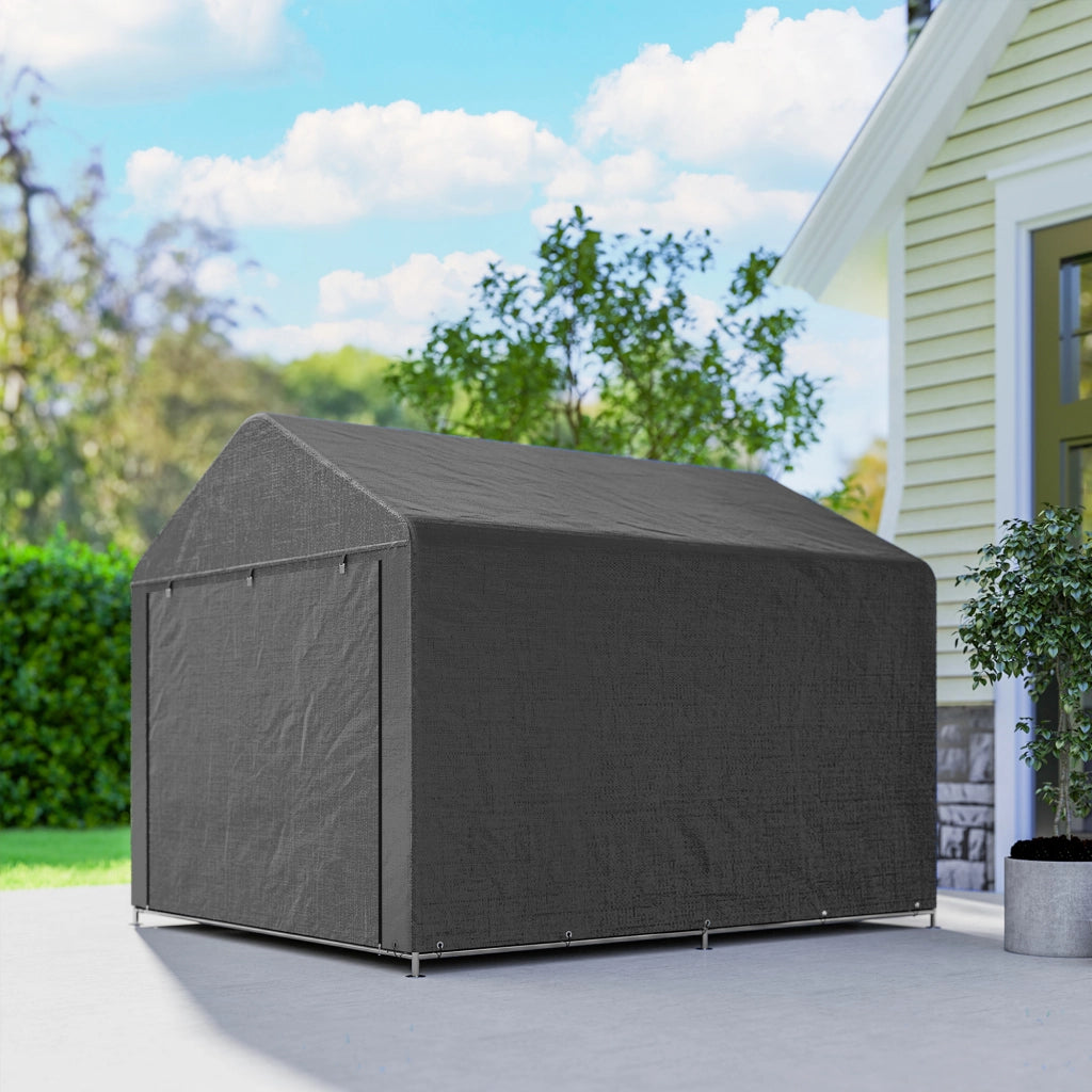 Tenda garage moto impermeabile con porta avvolgibile e cerniera ¨C Xylo ¨C 200x238x183 cm grigio scuro