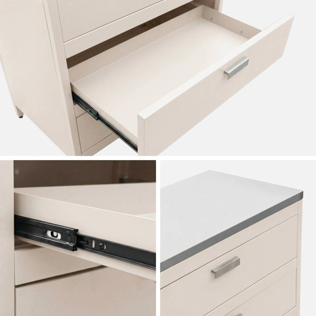 Mobile da esterno in acciaio con 3 cassetti, 80cm, beige