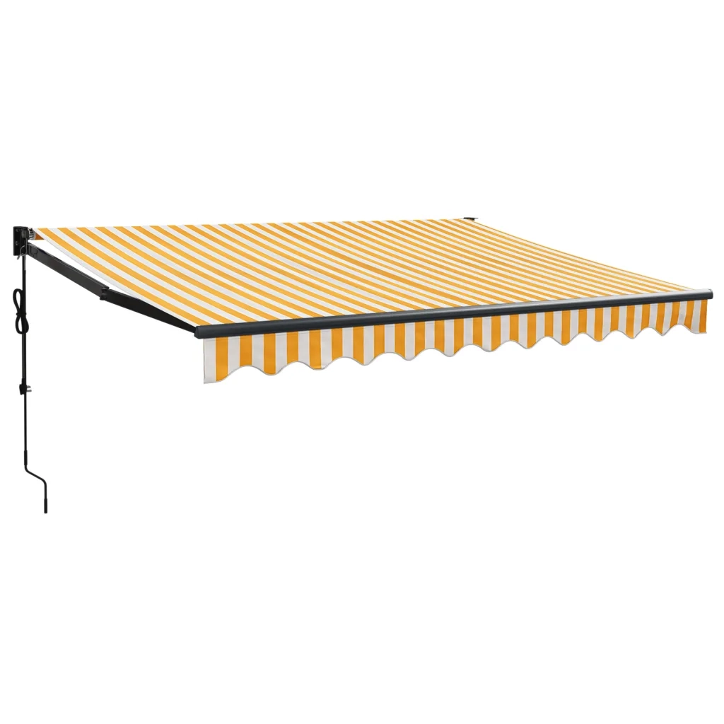 Tenda Sole Automatica Retrattile-Tenda parasole per balcone Gialla e Bianca 3x2,5 m 154587