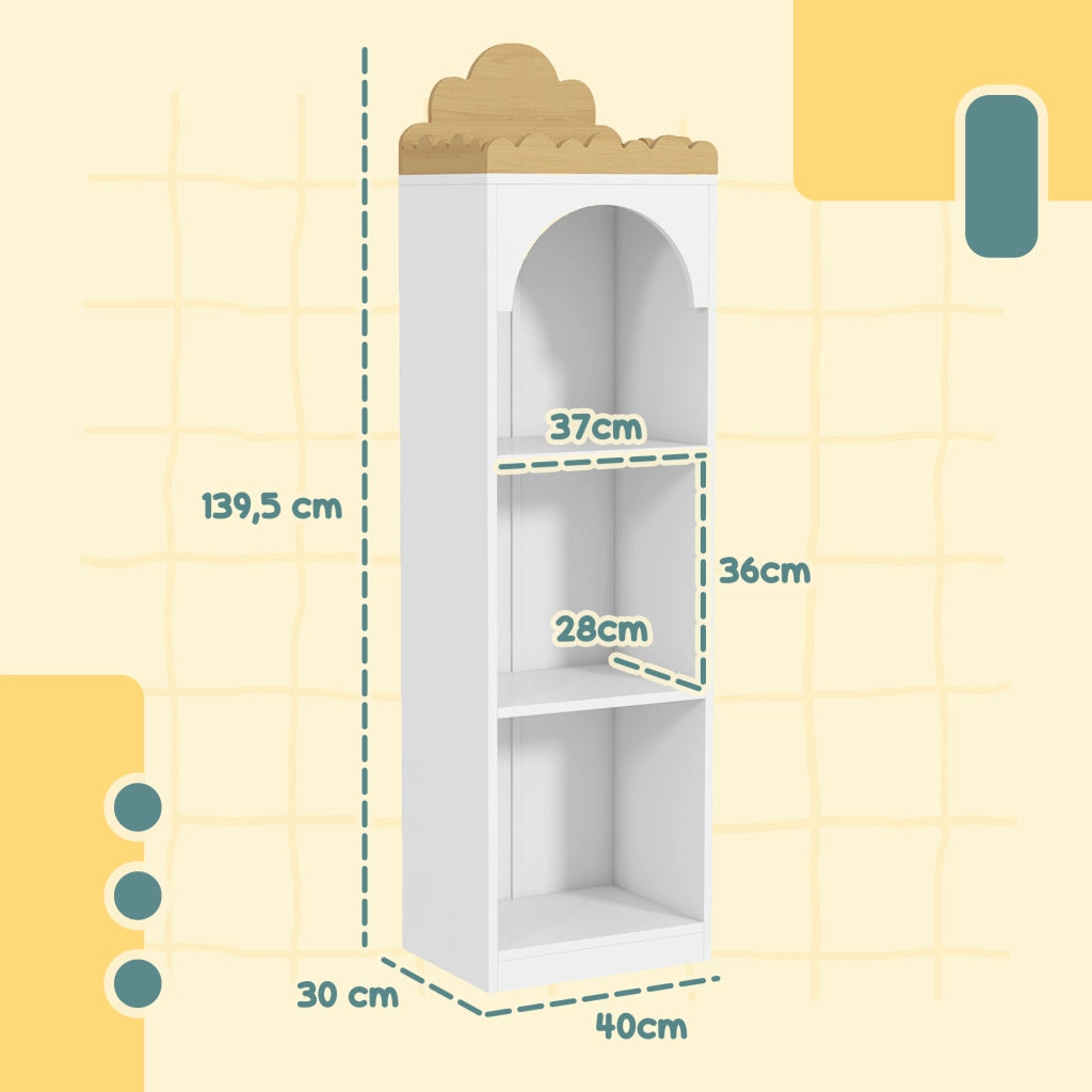 Libreria per Bambini a 3 Livelli ¨C zephmum ¨C Bianco e Naturale