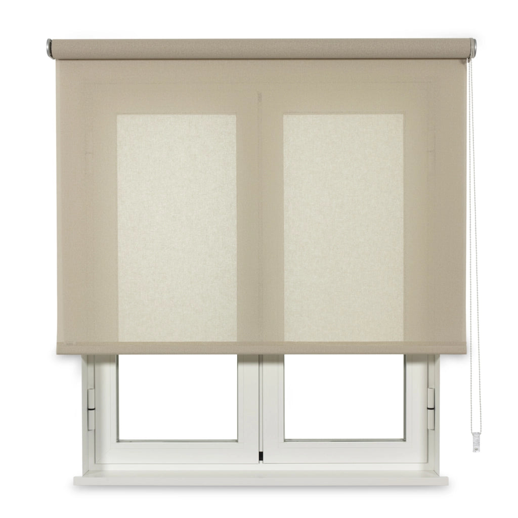 VIEWTEX Tenda a rullo traslucida Cotone (Cotone riciclato) Beige 165 X 250cm - Made in Europe - 5 anni di garanzia