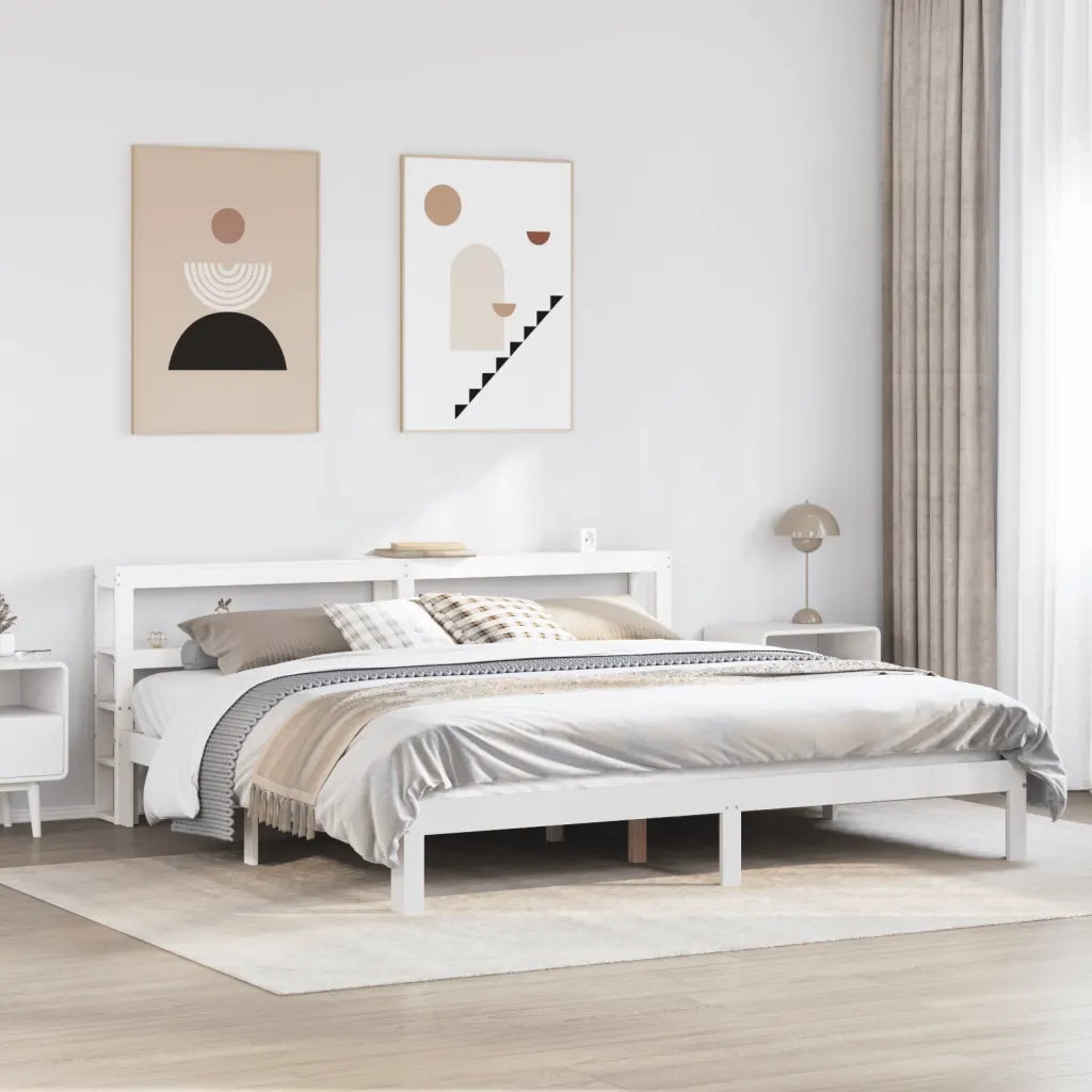 Letto matrimoniale | Letto per adulti | Giroletto con Testiera senza Materasso Bianco 200x200 cm