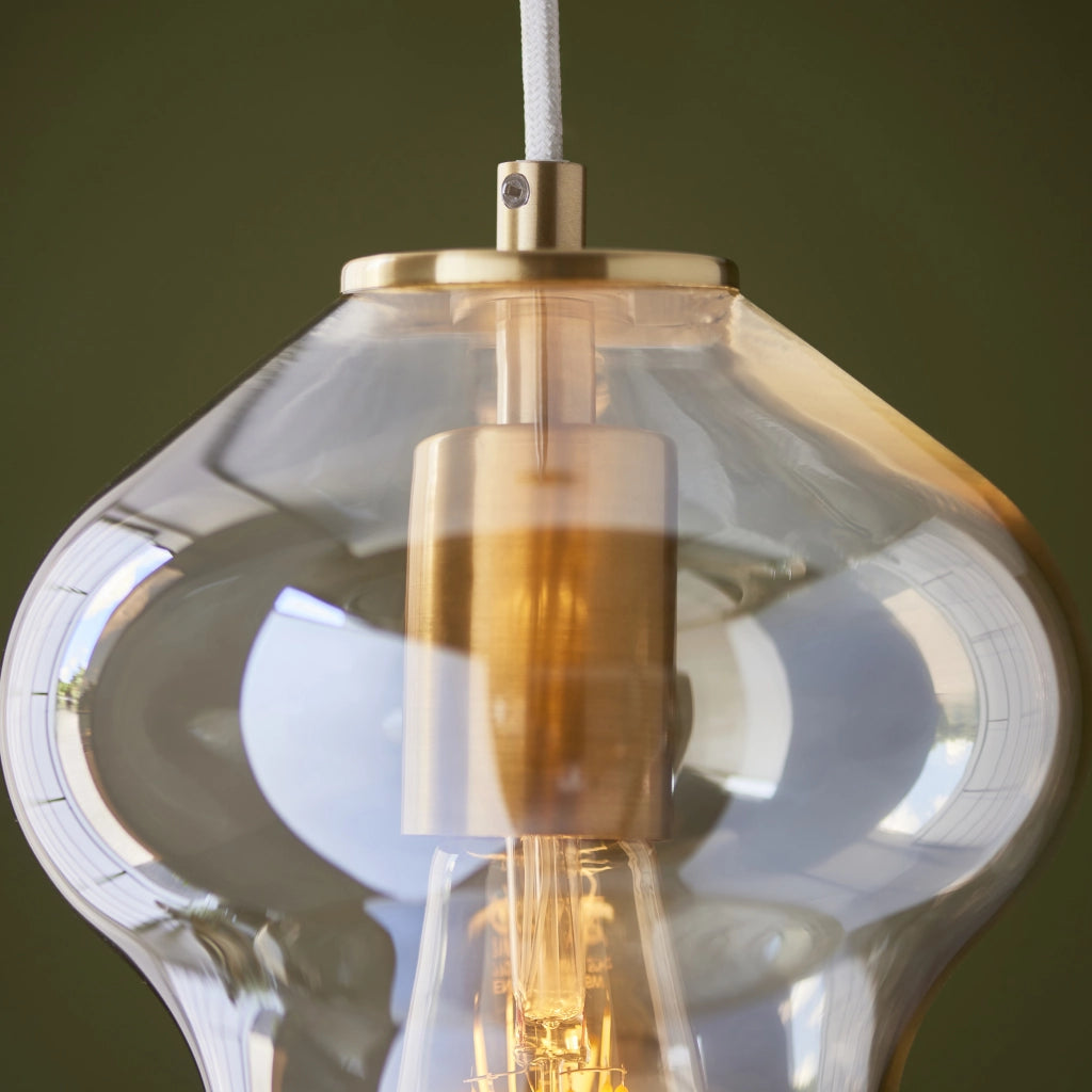 Lampada a sospensione vetro champagne ottone E27 Endon