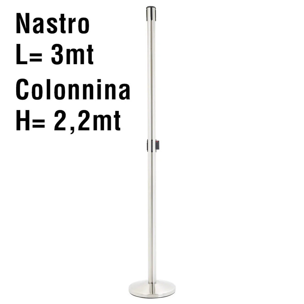 Colonnina Segnapercorso Tendinastro acciaio Alto - Nastro Rosso