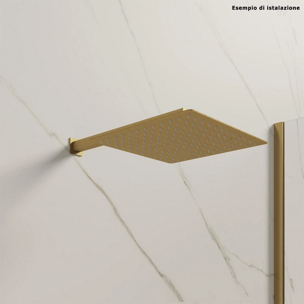 Trade Shop - Soffione Doccia Ultra Slim Quadrato 25x25cm Oro Satinato Attacco Universale ½ Bagno 87882 -