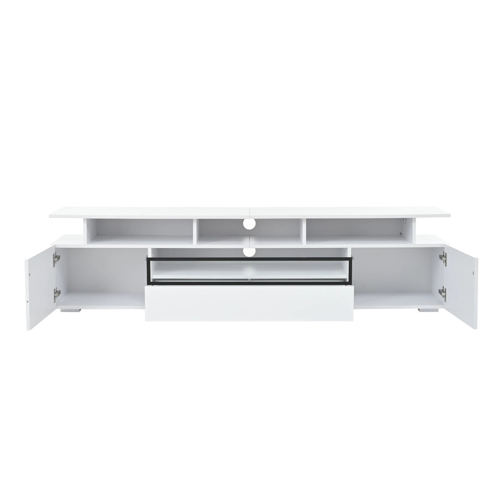 MOBILE TV 180x38x45 cm Bianco lucido con LED 2 ante 1 cassetto per TV fino a 75"