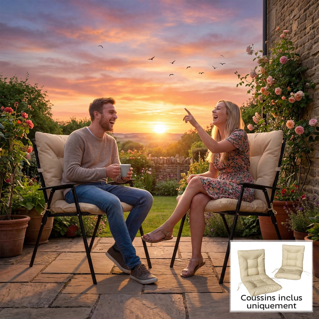 Set 2 Cuscini Sedie Giardino Esterno ¨C Xylo ¨C Beige 120x50x8 cm