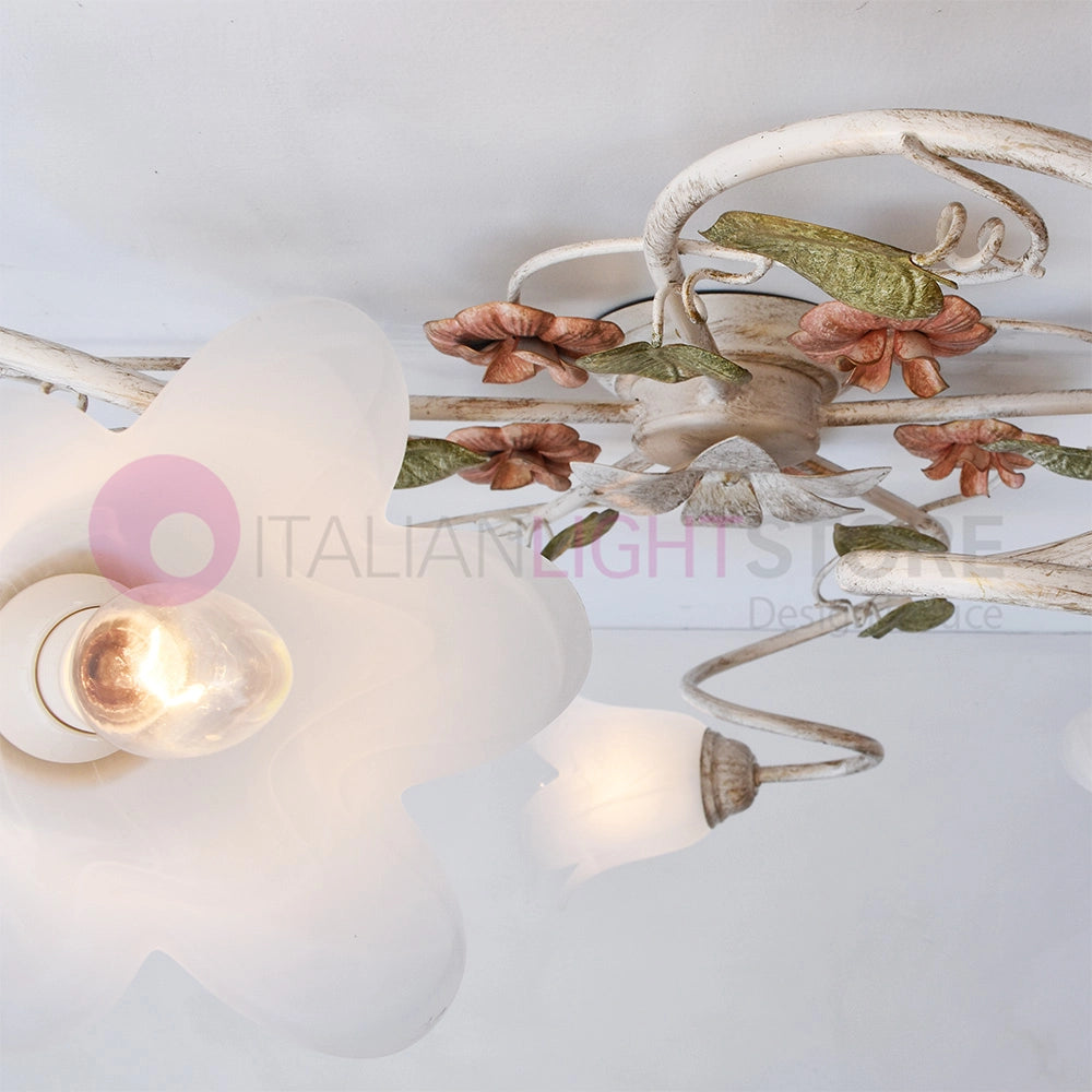 SPRING Plafoniera a 5 Luci in Ferro Decorato Stile Floreale