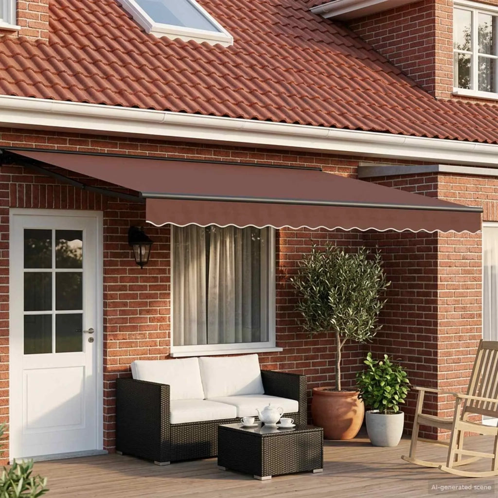 Cornice per Tenda Manuale con LED Marrone e Antracite 4,5 × 3 m 3420882