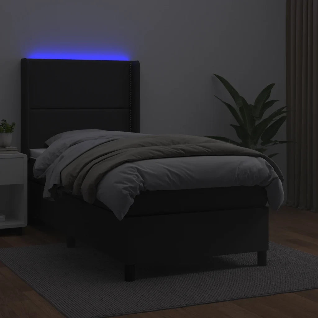 Giroletto a Molle con Materasso e LED-Struttura Letto Nero 90x200 cm Similpelle 592350