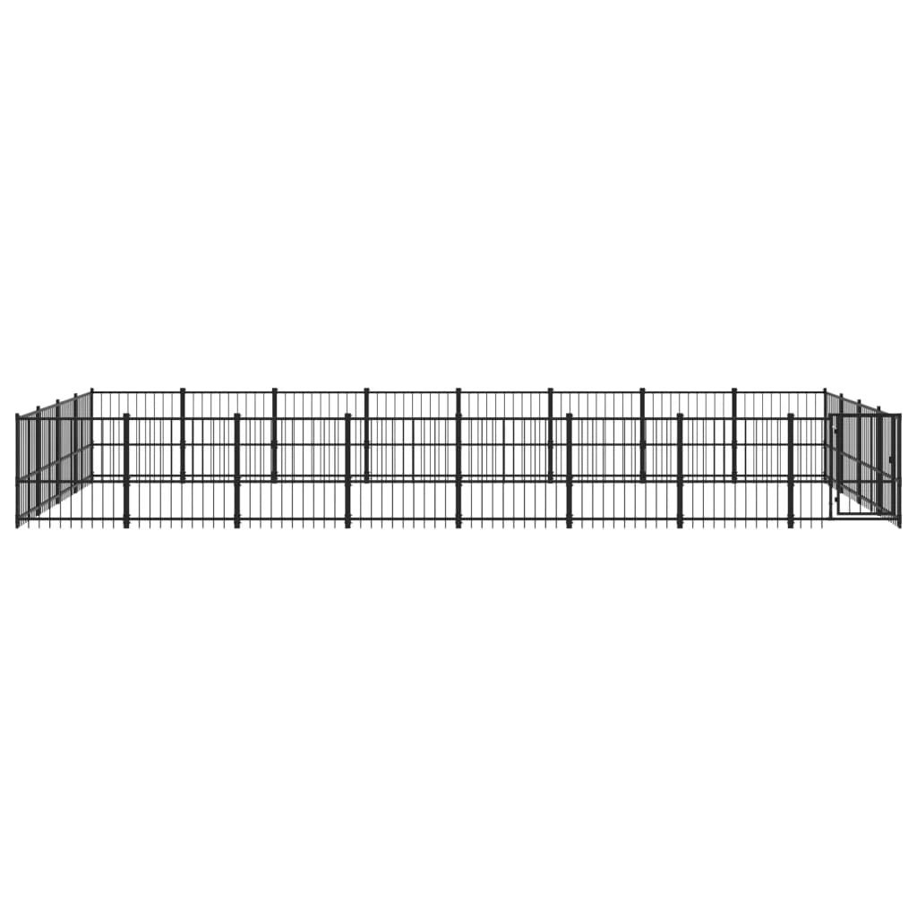 Gabbia per cuccia recinto per animali da esterno per cani in acciaio 30,11 m² nero 02_0041834