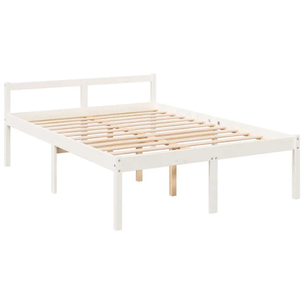 Letto per Anziani-Struttura Letto per Anziani  Bianco Testiera Small Double Legno Massello 177031