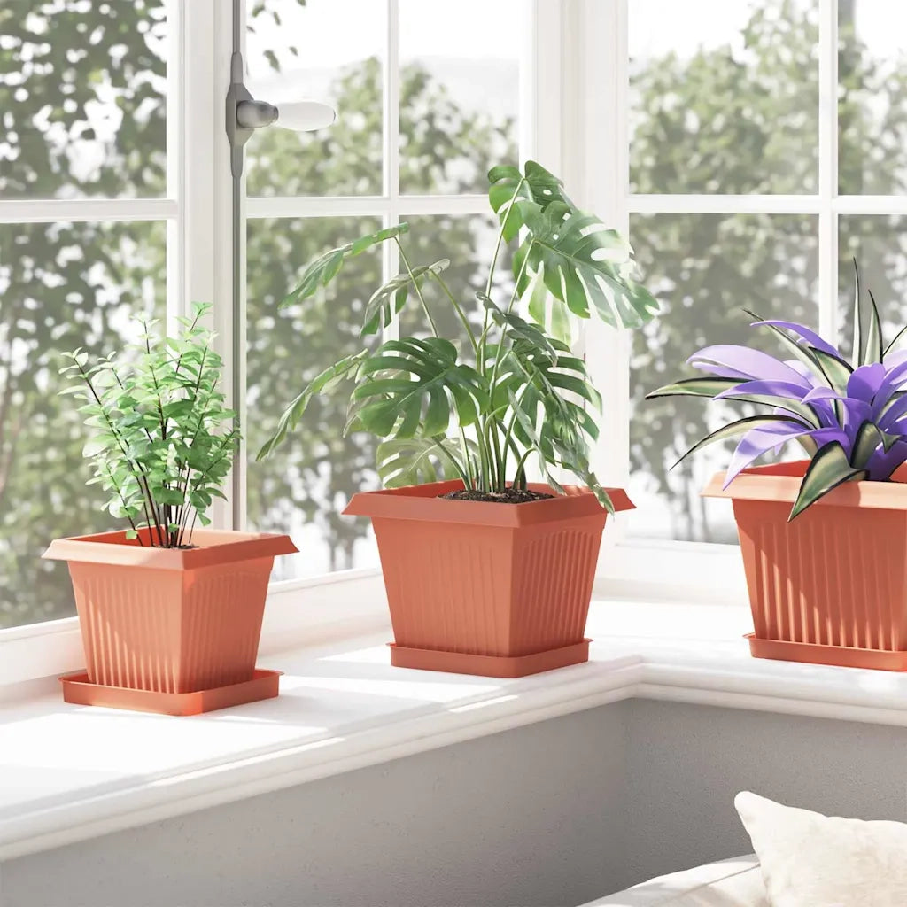 Fioriere | Cassetta per fiori | Vaso quadrato per fiori 6 pz Rosso Mattone 20 x 20 x 16 cm