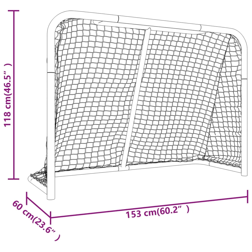 Porta Hockey Rete Rossa Bianca 153x60x118cm Acciaio Poliestere CFW9487273