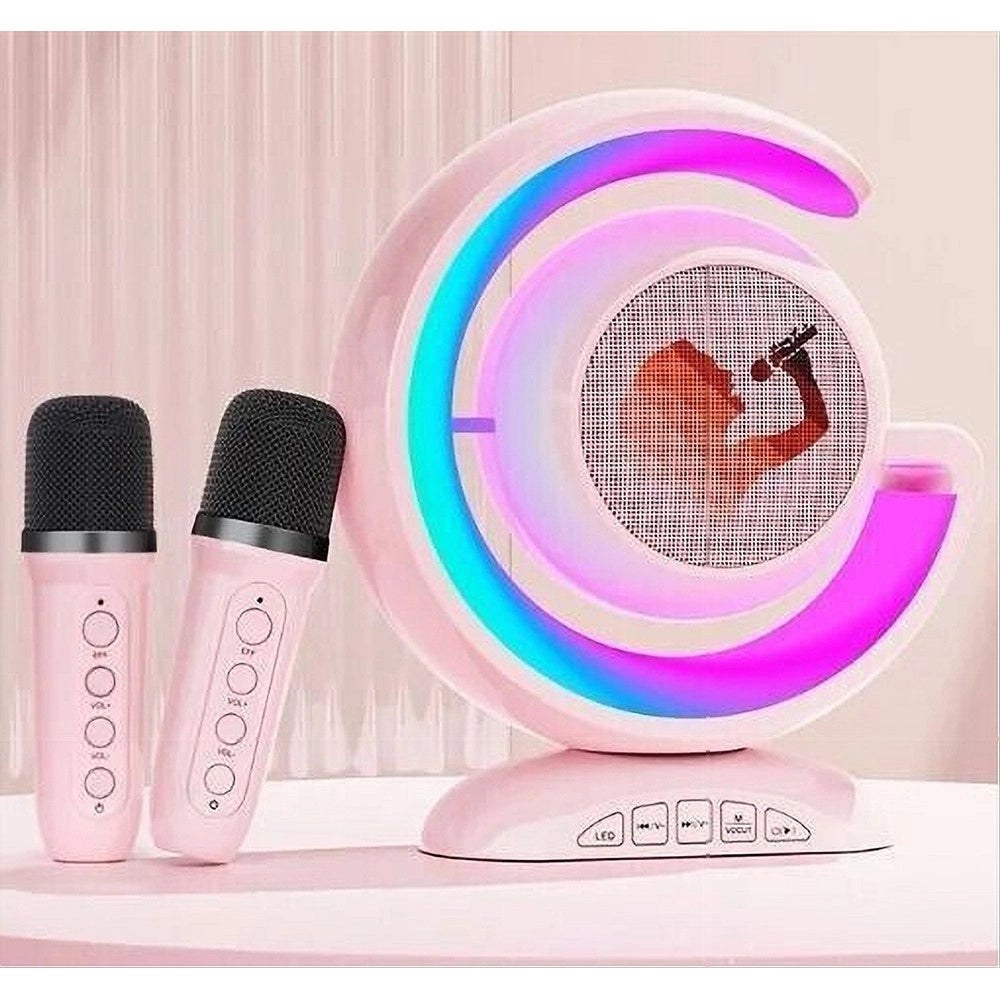 Trade Shop - Set Karaoke Cassa Bluetooth Ys-110 Con 2 Microfono Altoparlante Rgb Portatile -