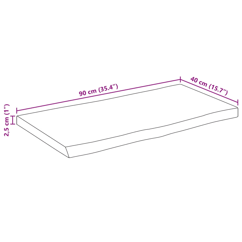Piano Tavolo 90x40x2,5 cm Bordi Vivi in Legno Massello di Mango 370755