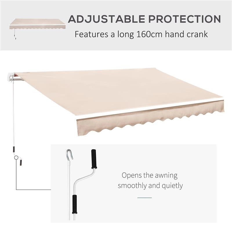 TENDA DA SOLE A MANOVELLA CON COPERTURA IMPERMEABILE 300 X 250 CM COLORE BEIGE