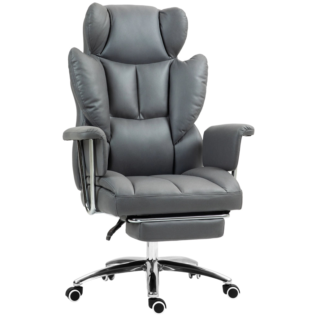 Sedia da Ufficio Ergonomica con Schienale Reclinabile 135° Poggiapiedi e Altezza Regolabile in Schiuma Grigio Scuro