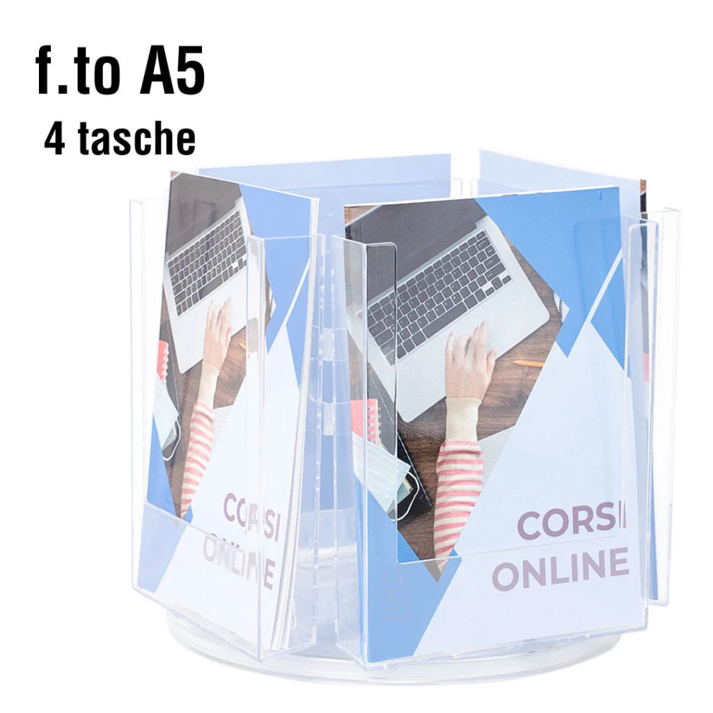 Portadepliant da banco girevole 4 tasche A5