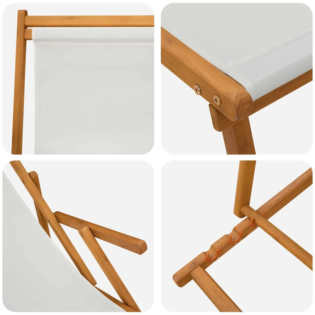 Lettino prendisole pieghevole 2 pcs 3 Posizione Crema 3407822