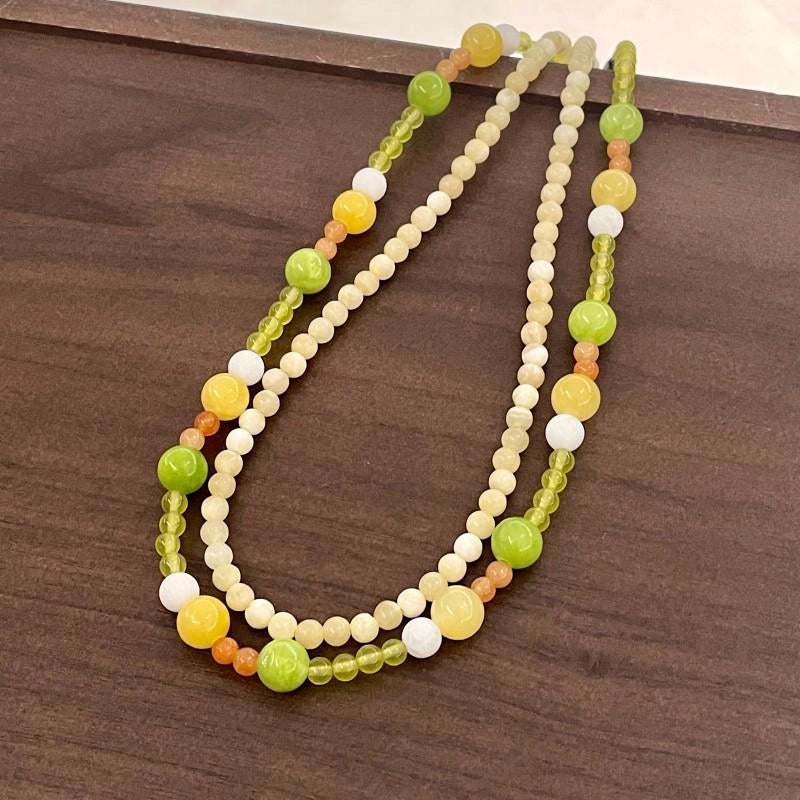Collana fatta a mano con perline di cristallo di topazio e collana con pietre naturali colorate, regalo di Natale o compleanno.