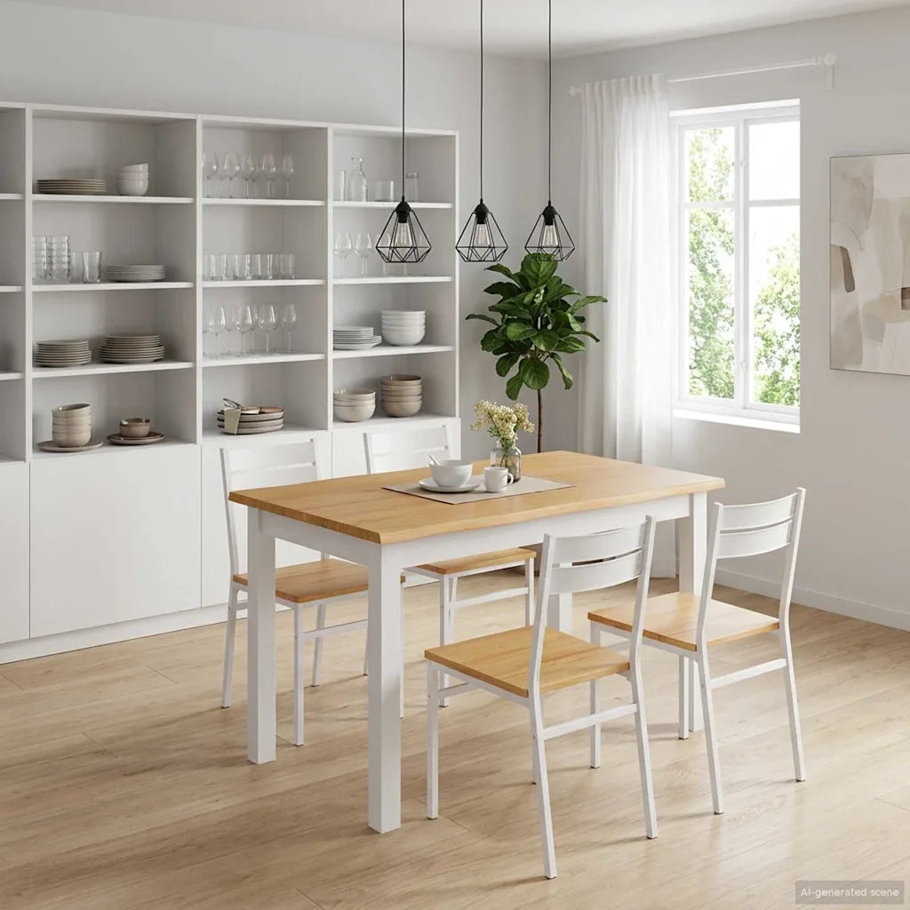 VidaXL Tavolo da pranzo EKAI Bianco 112 x 70 x 76,5 cm 42037008