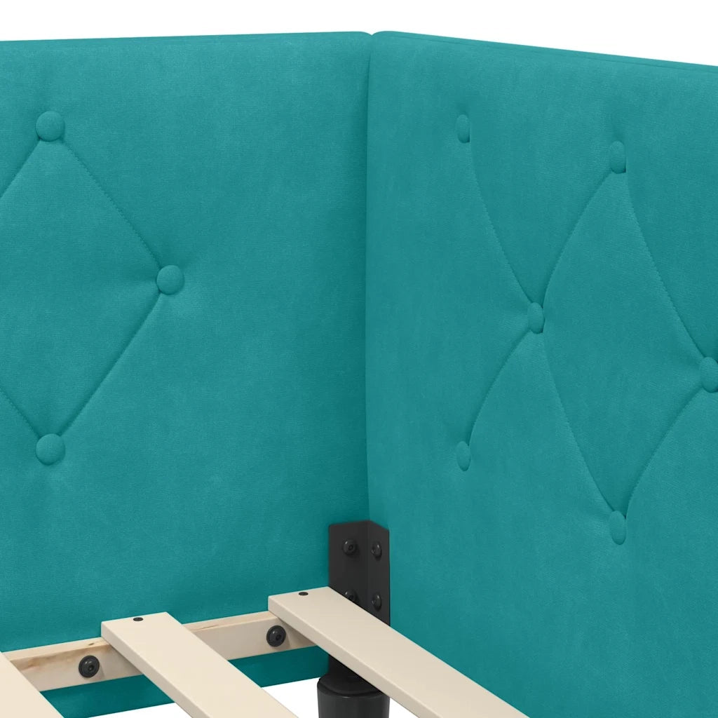 Cornice del letto ad angolo Turchese 90 x 200 cm Velluto 3394162