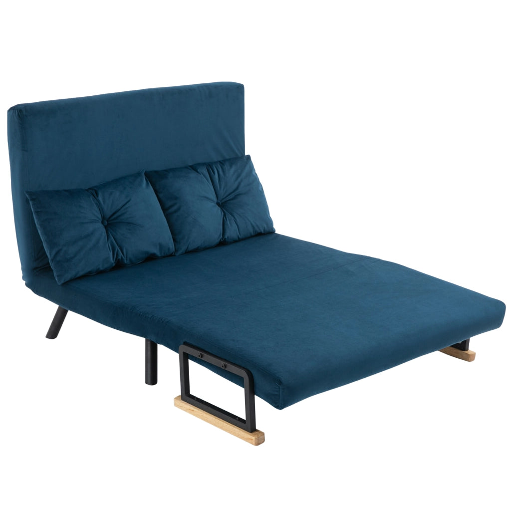 Divano letto 2 posti ¨C Minimal ¨C velluto blu naturale