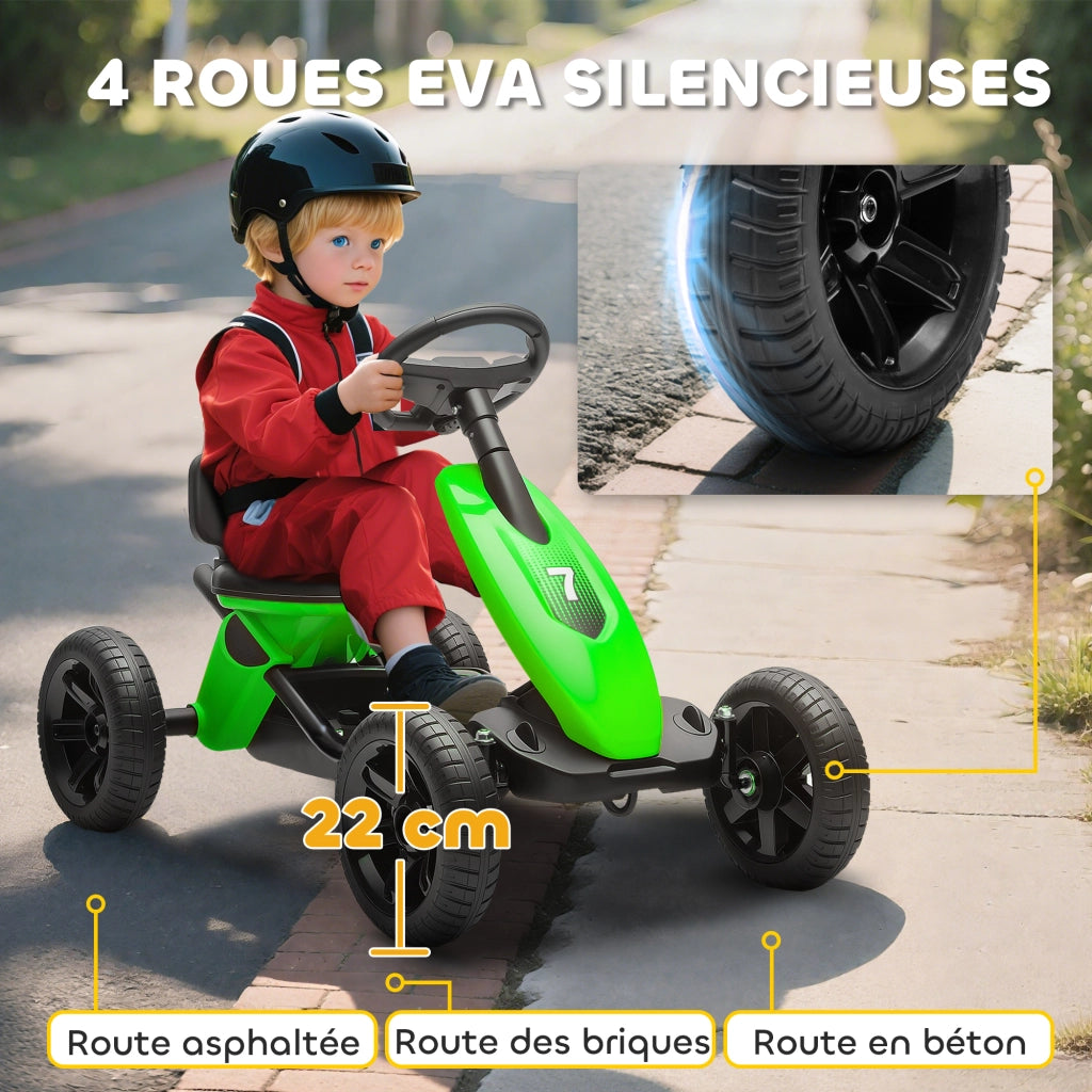 Go-kart a pedali per bambini 2-5 anni ¨C Xylo ¨C Ruote EVA silenziose verde
