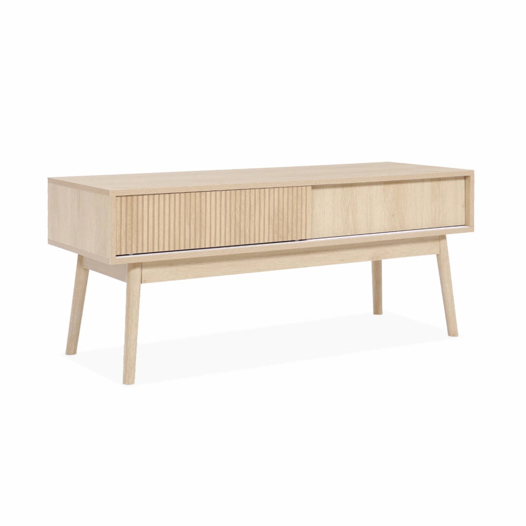 Mobile tv scandinavo a 2 ante effetto legno, 115cm, marrone naturale