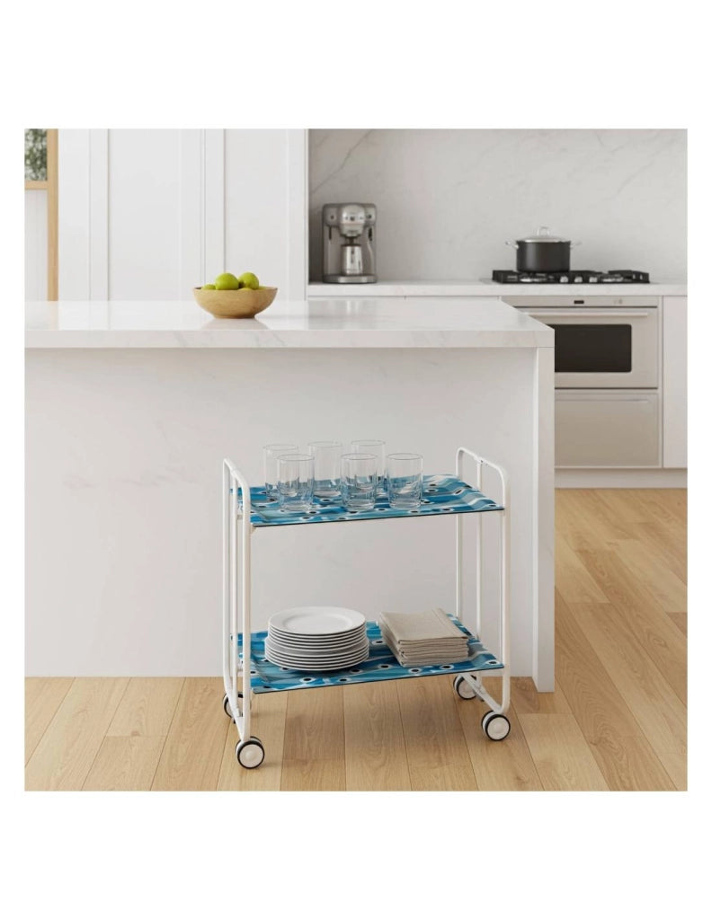 Carrello da cucina pieghevole bianco con ruote BAUHAUS 2 ripiani