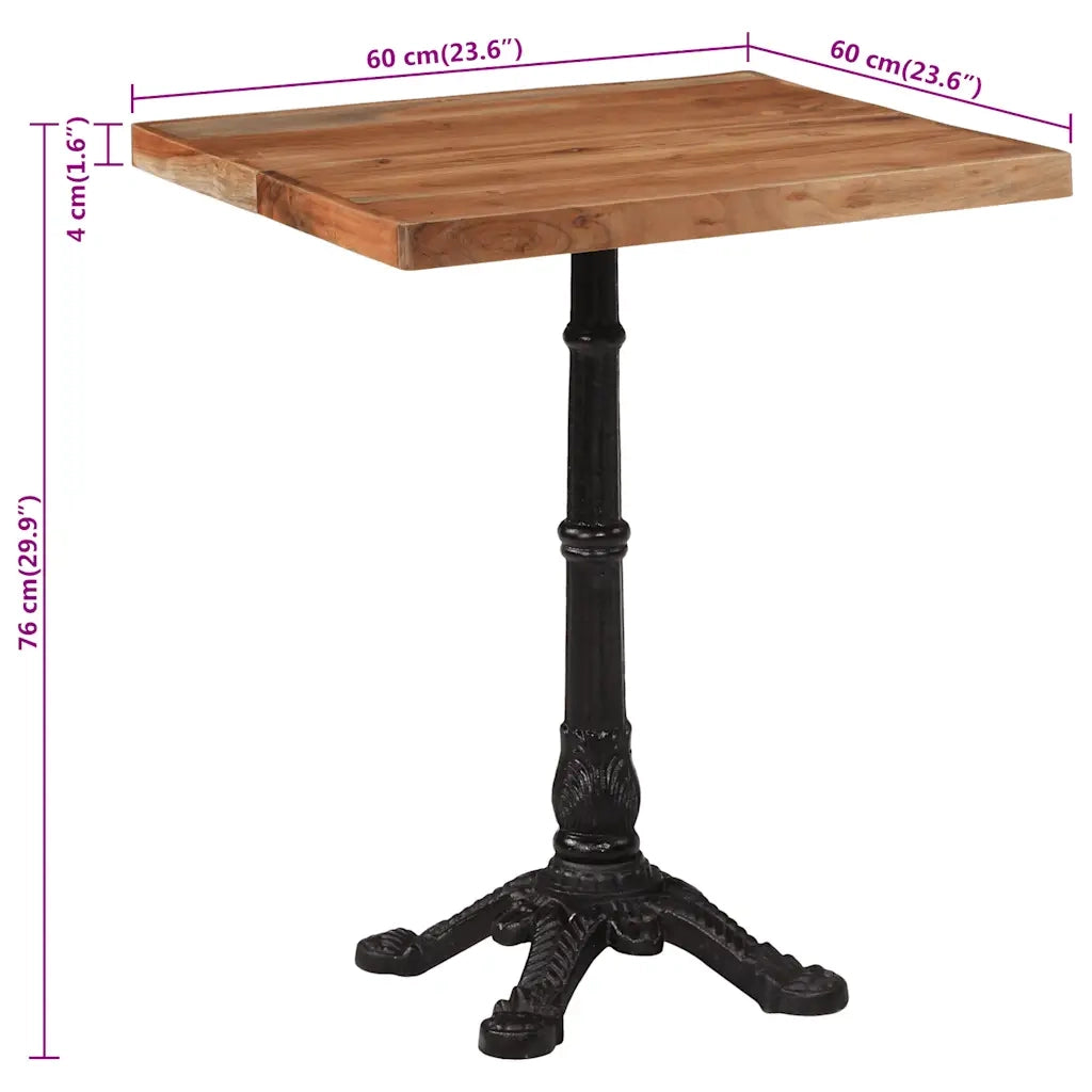 Tavolo da Bistrot 60x60x76 cm in Legno Massello di Acacia 321085