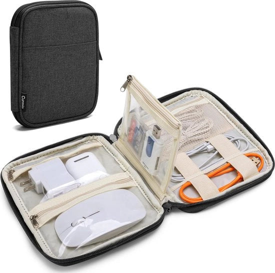 Organizzatore elettronico, organizzatore per accessori elettronici, borsa per cavo di ricarica, caricatore, dispositivo di memoria flash, nero