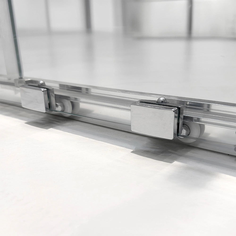 Box doccia angolare 90x160 con doppia porta scorrevole in vetro trasparente Ted