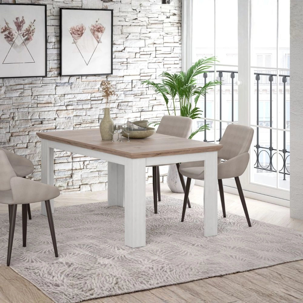 Tavolo Allungabile Forma Rovere e Bianco da 160 a 206 cm con Gambe Squadrate