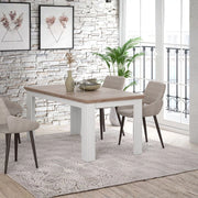 Tavolo Allungabile Forma Rovere e Bianco da 160 a 206 cm con Gambe Squadrate