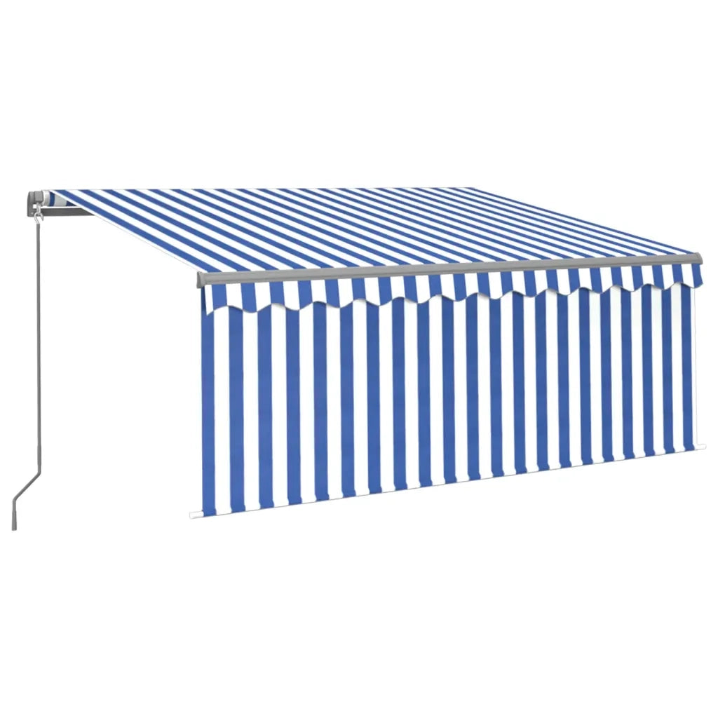 Tenda Sole | Tenda parasole Retrattile Manuale con Parasole 3x2,5m Blu e Bianco