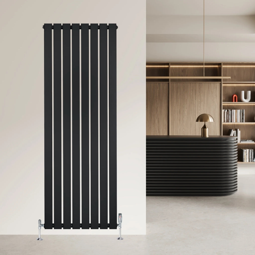 Radiatore Verticale Design Piatto Colonna Singola Nero 1600x560 mm