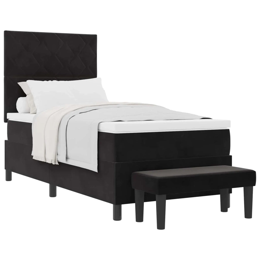 Letto a molle con materasso Nero 100 x 200 cm Velluto