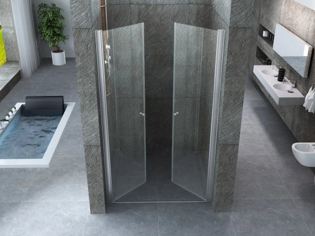 Porta doccia due ante saloon cristallo 8mm trasparente h.195cm Marlon 70 cm