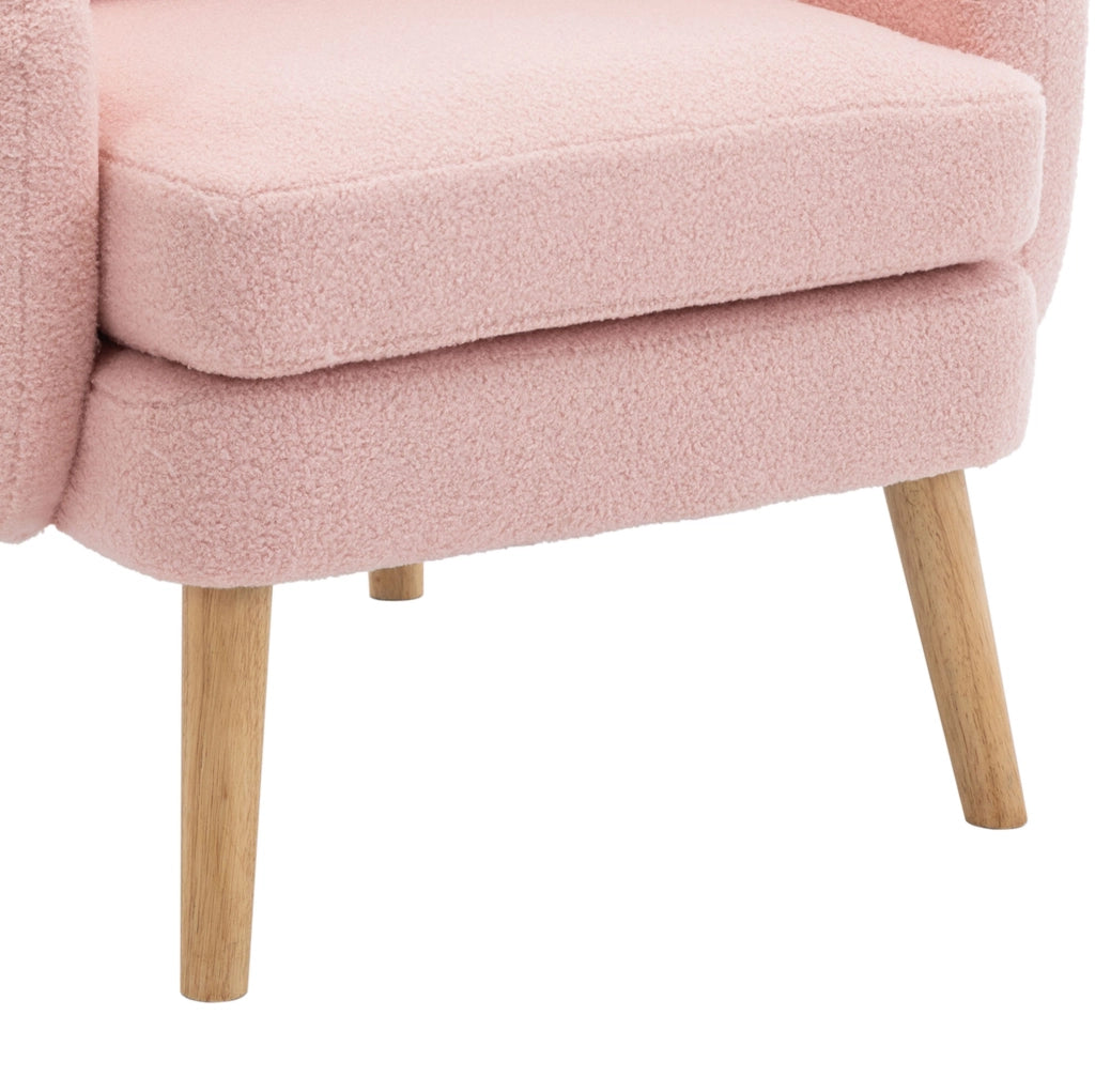 Poltrona 1 posto con cuscino di sostegno in tessuto teddy rosa