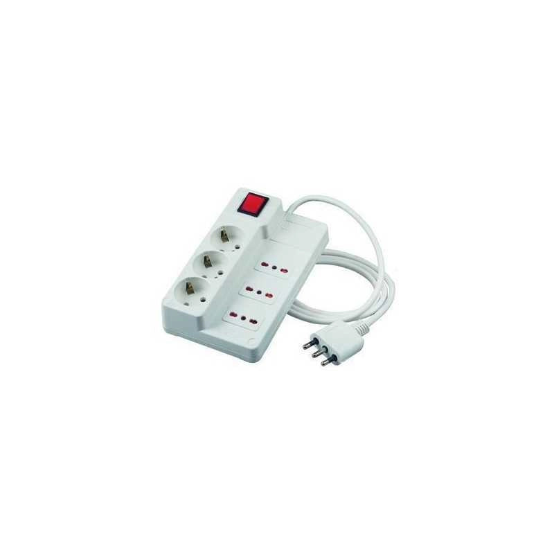 Multiprese 6 Prese 6 Interruttore Schuko+Bipasso Spina 10A