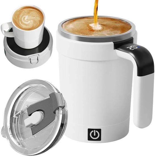 Moka per caffè con effetto auto-mix, manovella magnetica e display temperatura, 400 ml, ideale per calde cioccolate e altri latte caldi.