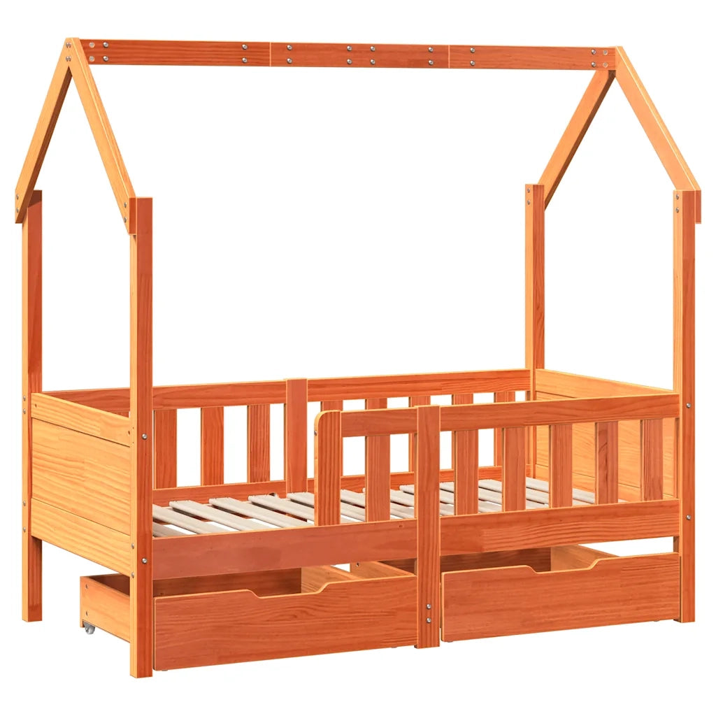 Giroletto per Bambini con Cassetti 80x170cm Legno Massello Pino 3302043