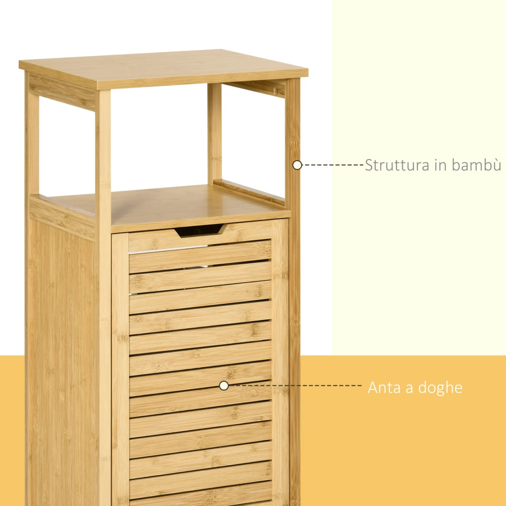 Mobiletto Bagno con Cesto ¨C zephmum ¨C MDF e Bamb¨´ 40x30x86.5cm