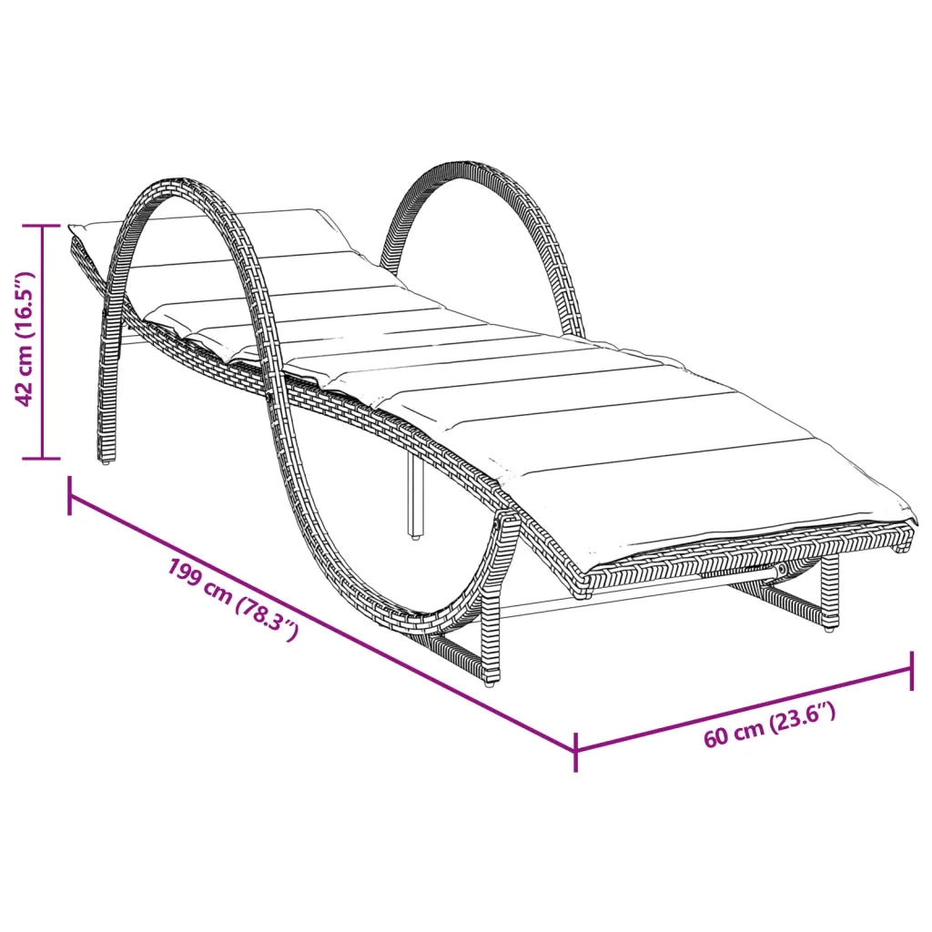 Lettini Prendisole 2 pz con Cuscini Neri in Polyrattan 3277307